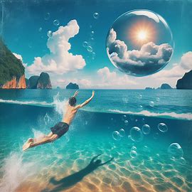 ich springe vom Ufer ins Meer . ...