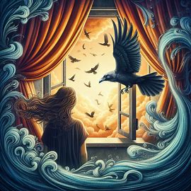 🐦‍⬛ 🪟 Rabe fliegt durch ogfenes Fenster rei