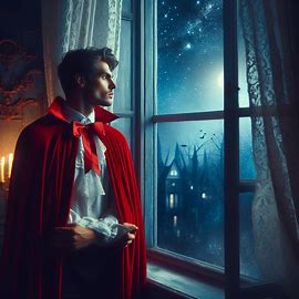 Mann mit roten Umhang